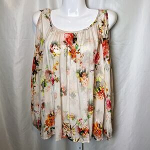 Velvet by Graham & Spencer S Floral Cold Shoulder Blouse Boho Cottagecore Artsy